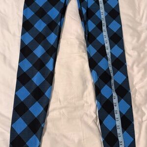Blue and Black Checkered Womens Leggings
